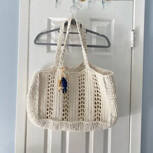 crochet tote with bag charm